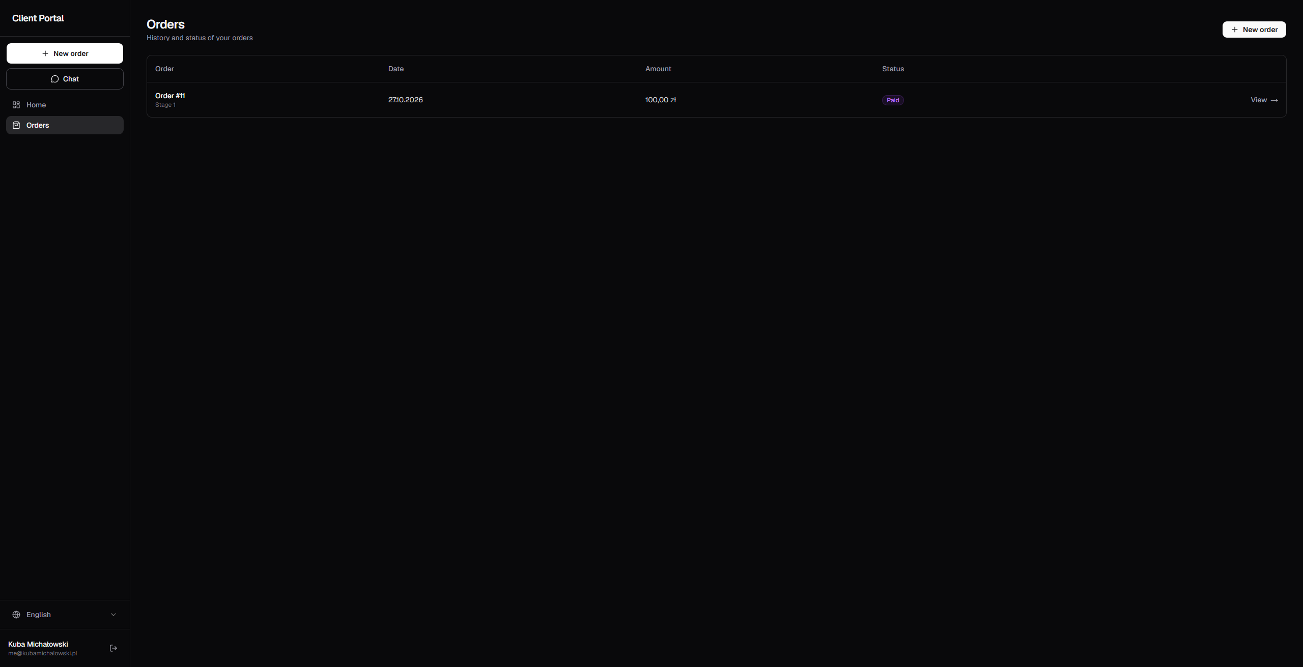 Customer order list